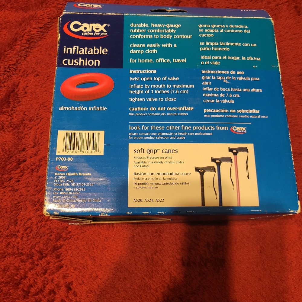🔥🔥HP🔥🔥5-4-25🔥🔥NWT CAREX INFLATABLE CUSHION SIZE 15"×3" 38.1CM×7.6CM - Picture 2 of 4